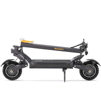 Folded Ausom F1 Max electric scooter with 60V 20.8Ah battery, dual 1400W brushless motors, 62 miles range, 45 mph top speed, and 10x3 inch pneumatic tires.