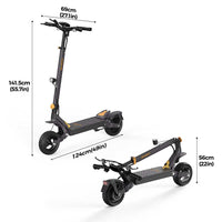 Ausom L1 Trottinette électrique electric scooter with 48V 15.6Ah battery, 800W brushless motor, 44 miles range, 28 mph top speed, and 10"x2.75" tubeless rubber tires.