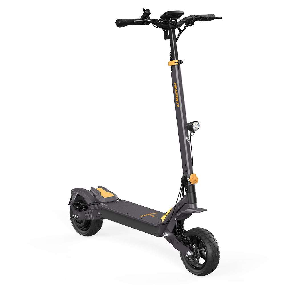Ausom L1 Trottinette électrique with 48V 15.6Ah battery, 800W brushless motor, 44 miles range, 28 mph speed, and 10"x2.75" tubeless rubber tires.